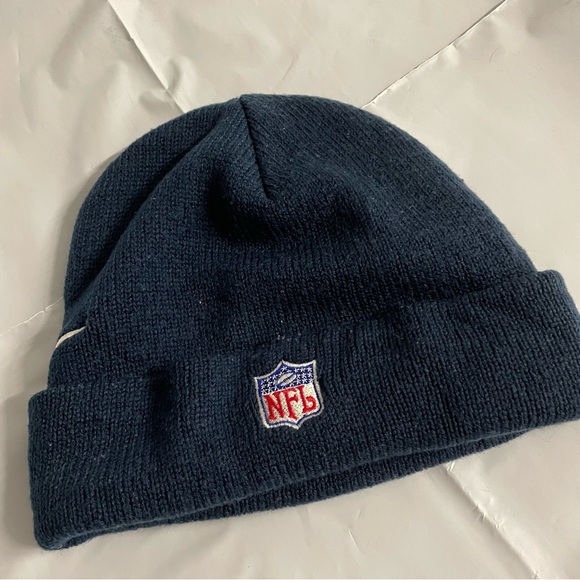 Vintage 90s Nike Dallas Cowboys Navy Blue Cuffed Knit Beanie - Picture 4 of 5